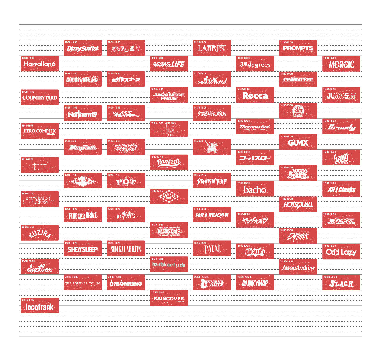 PUNK IN SUMMER 2025 TIME TABLE